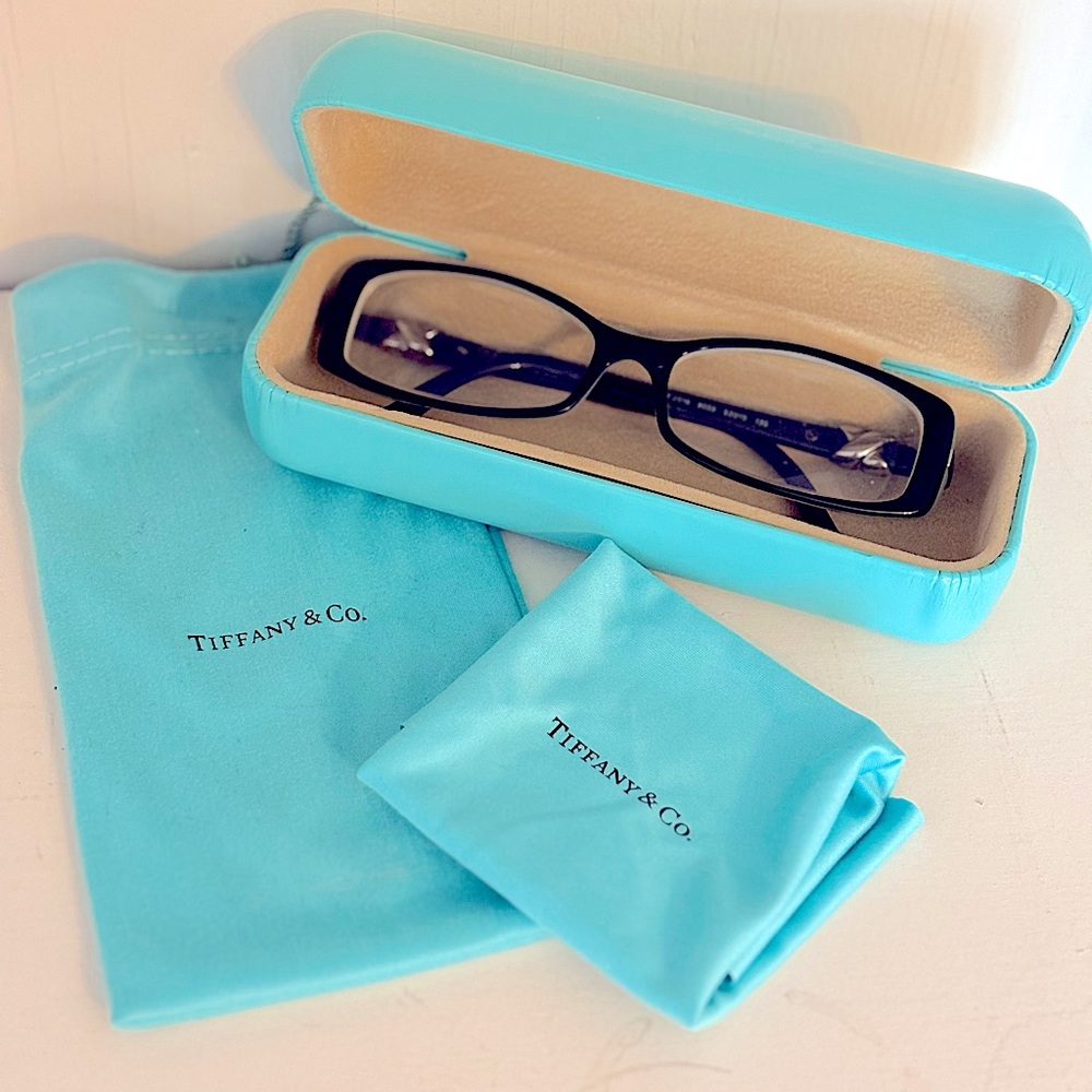 Tiffany & Co glasses frames w/ hard case, cleansing cloth, and original pouch